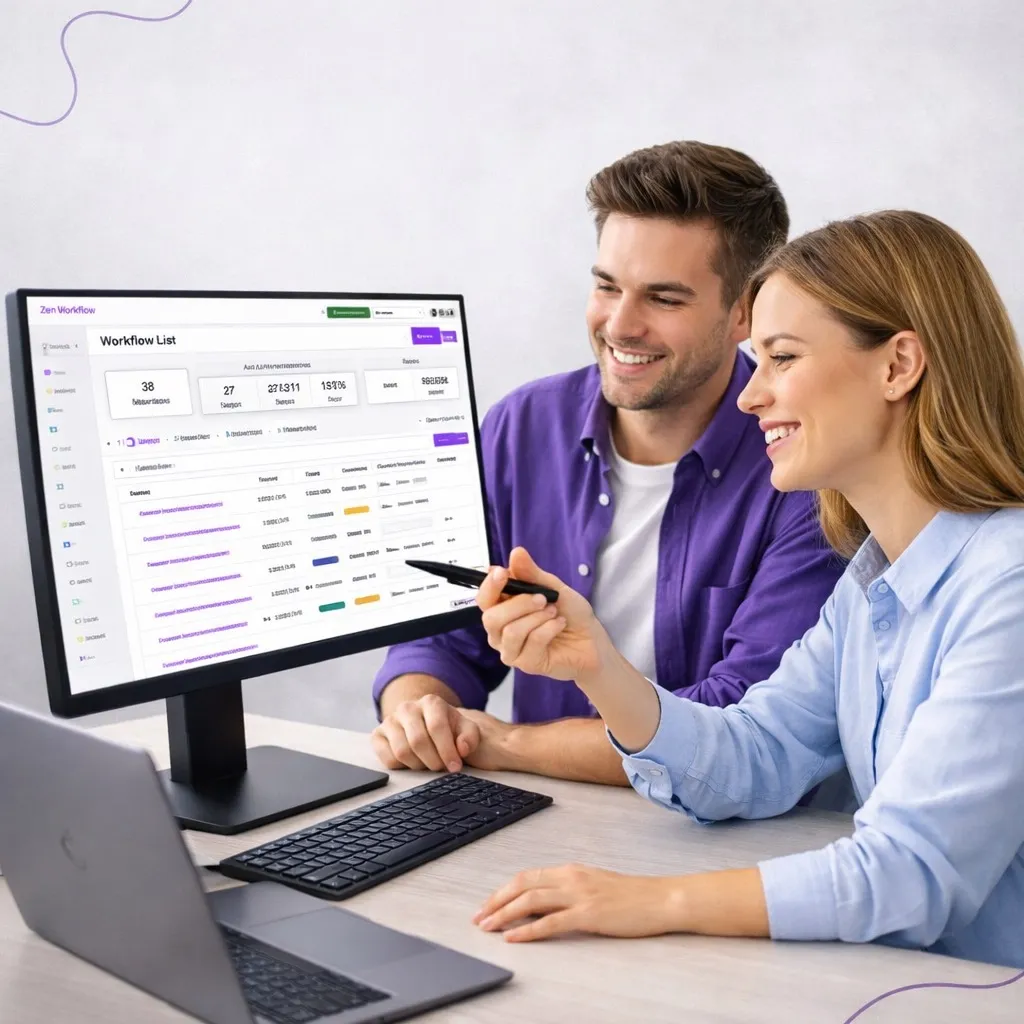 Accountants collaborating on workflow dashboard