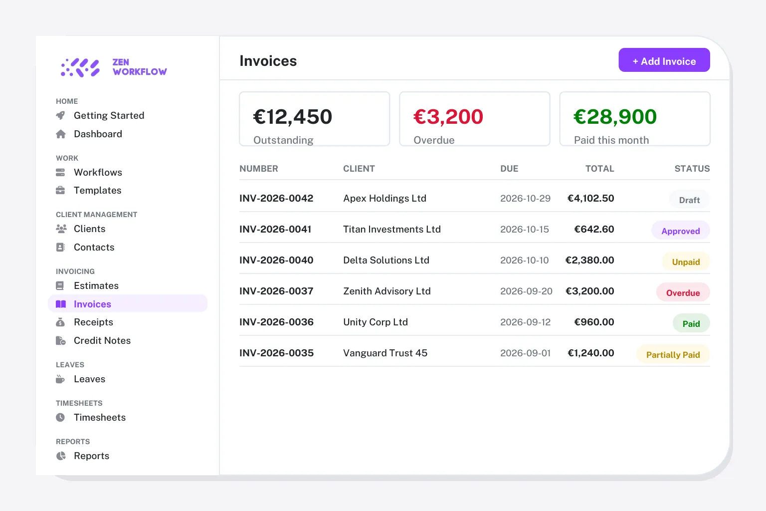 Comparison hero: invoices in the app (illustration)