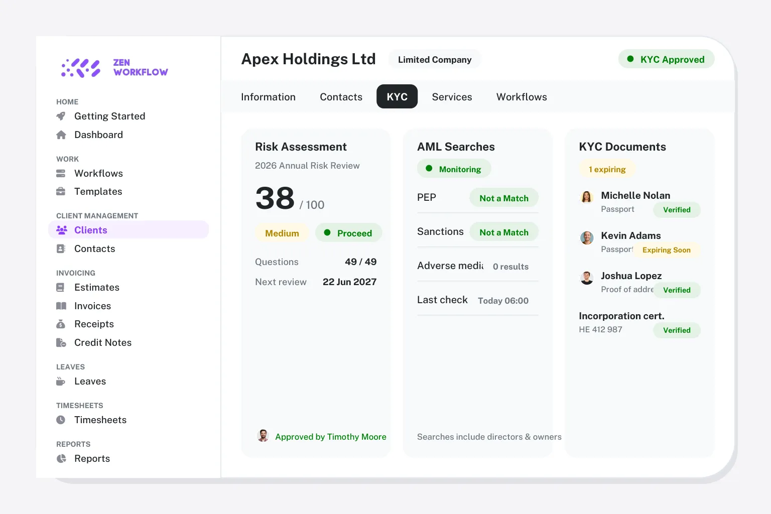 Comparison hero: client KYC tab in the app (illustration)