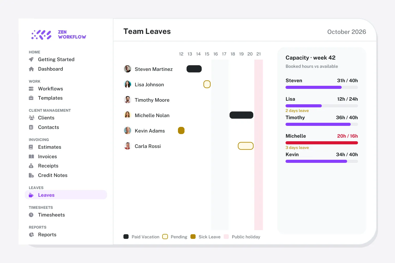 Comparison hero: team leaves and capacity in the app (illustration)