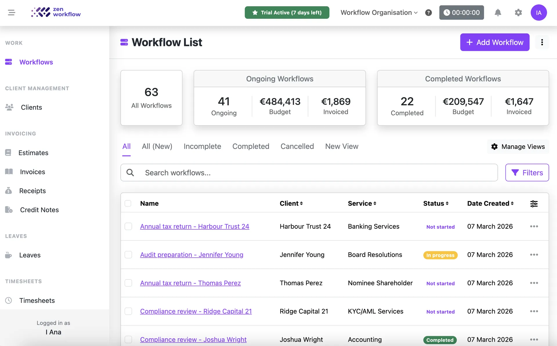 Complete practice management software for professional firms.