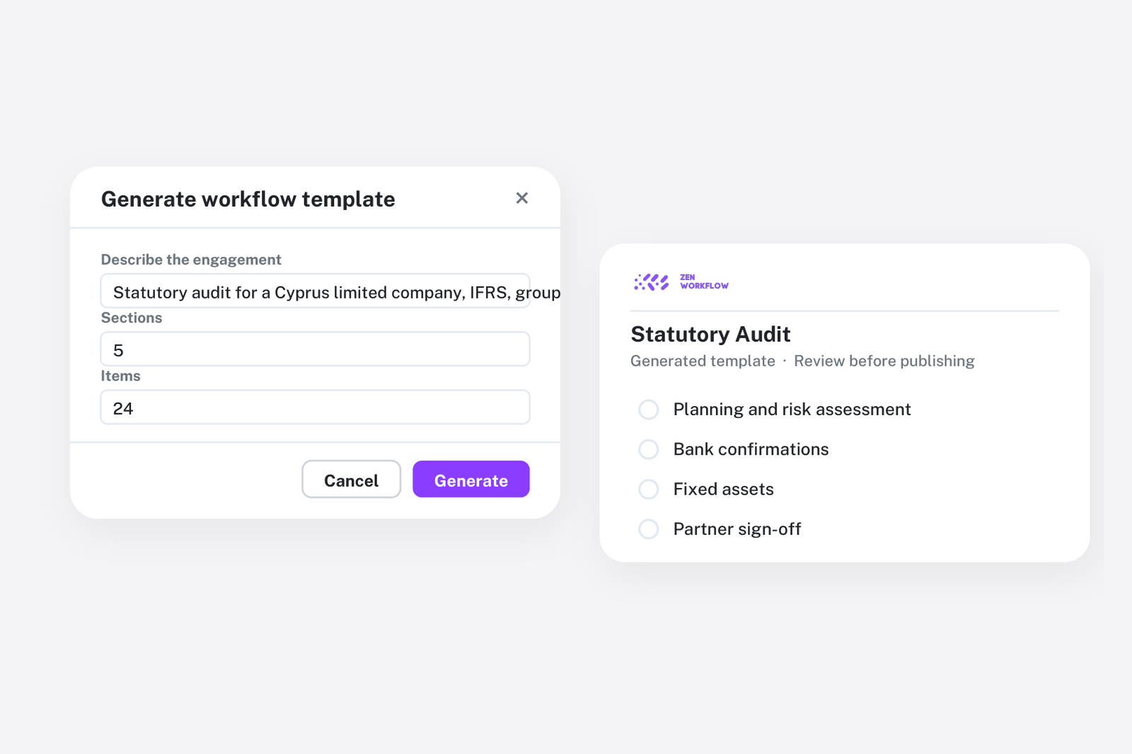 Blog cover: AI workflow template generator prompt and result (illustration)