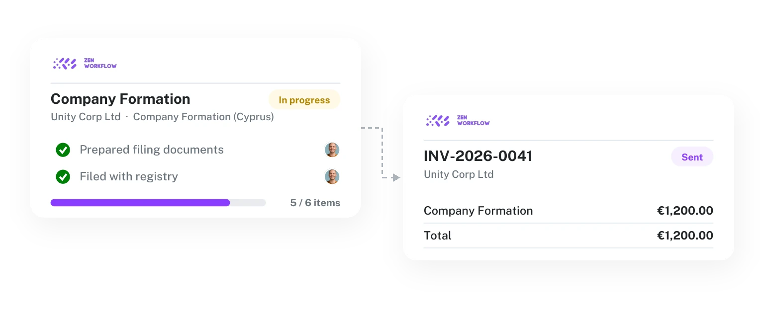 Invoice sent for company formation (illustration)
