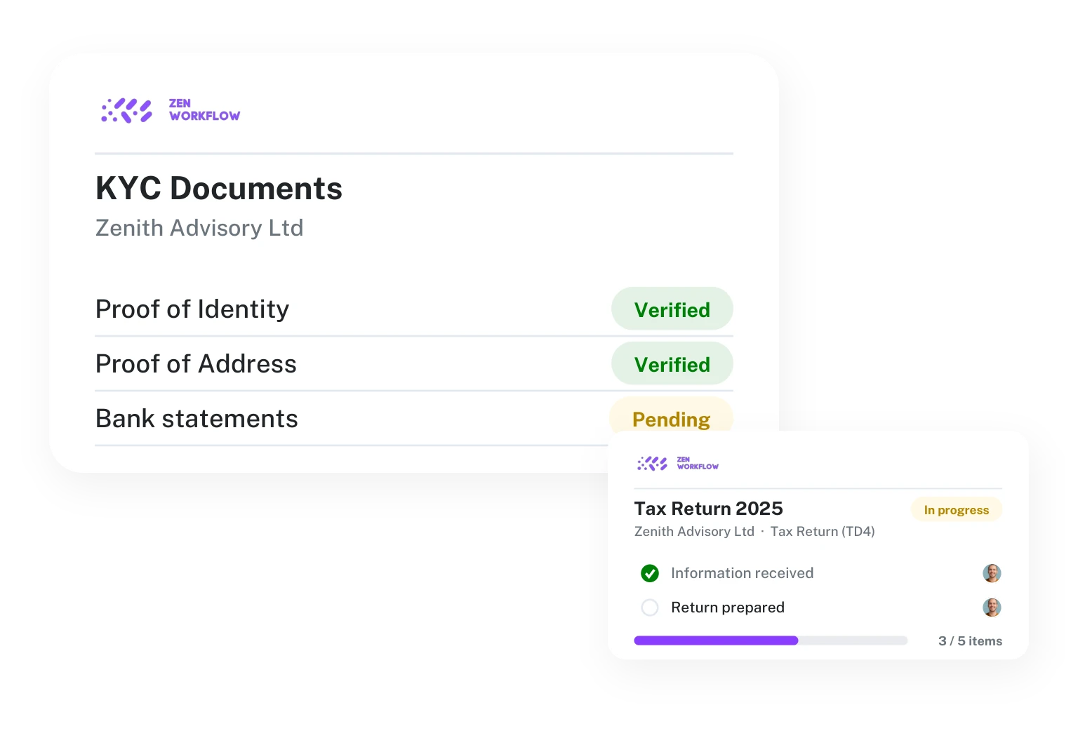 Client KYC documents verified and pending (illustration)