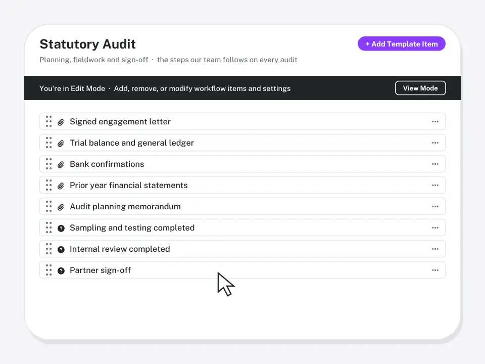 Statutory audit template editor