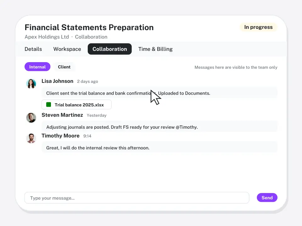 Workflow collaboration chat with the team