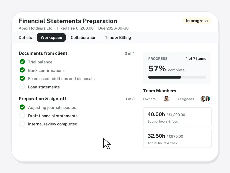 Client file: information, directors, shareholders, services